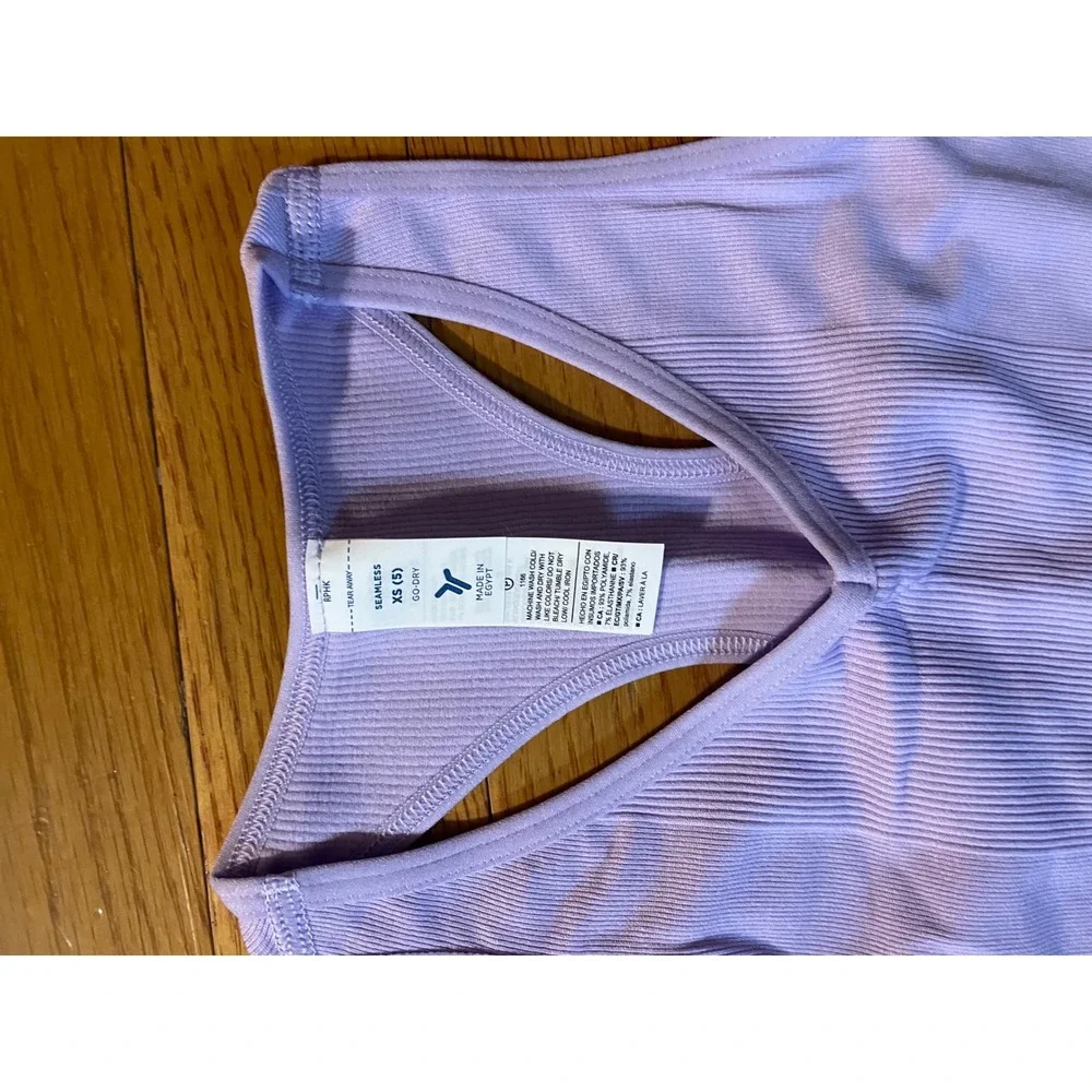 Old Navy Girls XS Go-Dry Seamless Sports Bra 2-Pk Black Purple‎ Ribbed Racerback